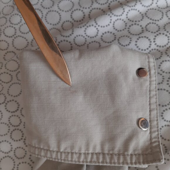 VTG DKNY JEANS tan cotton canvas military utility peplum jacket Sz M - Picture 12 of 12